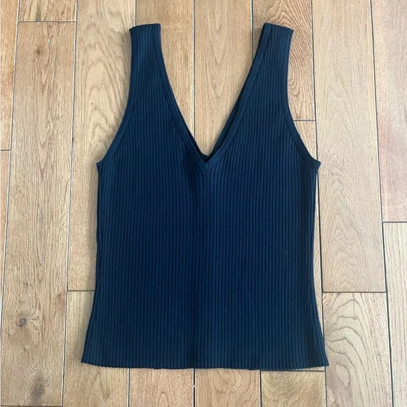 Madewell The Signature Knit Button Front Sweater Tank - Black - Size Small - Picture 3 of 4